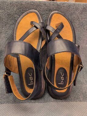 Børn b.o.c Women's Navy Blue Toe Ring Sandals Adjustable Strap Size 9 M